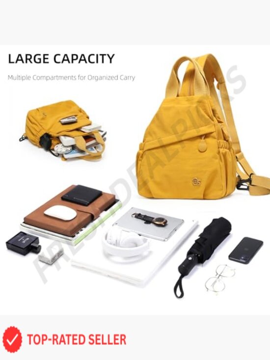 Convertible Sling Backpack for Women, Water-Resistant Lightweight Nylon Travel main image 6